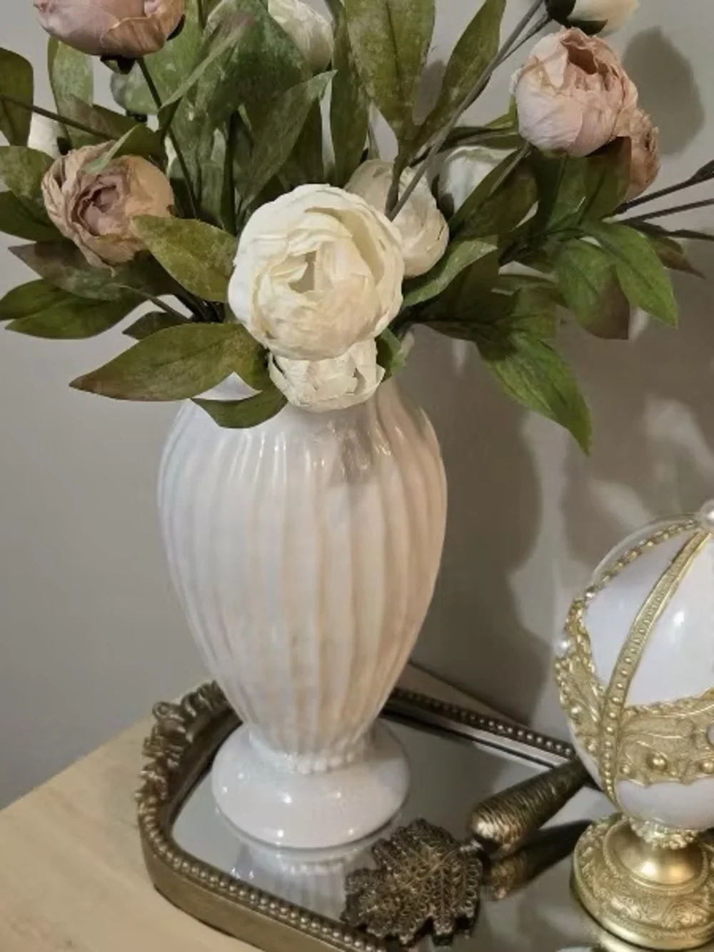 Tall Beaded Ceramic Vase Ivory - Threshold